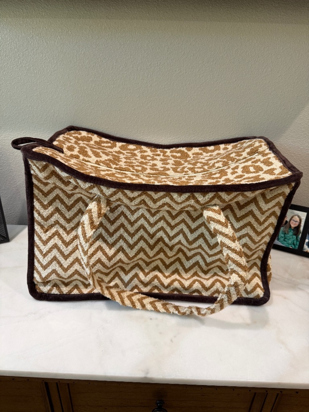 Anthropologie Leopard Print/Chevron Overnight Bag